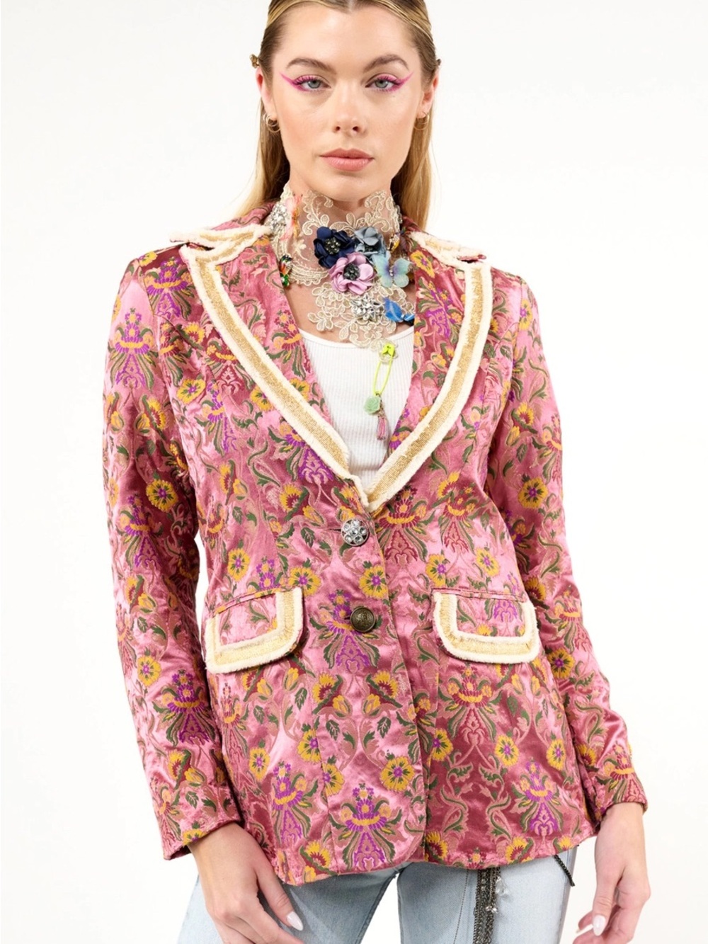 Aratta Renaissance Silk Jacquard Blazer